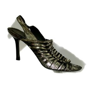 Elizabeth & James gold metallic heeled sandal sz 9